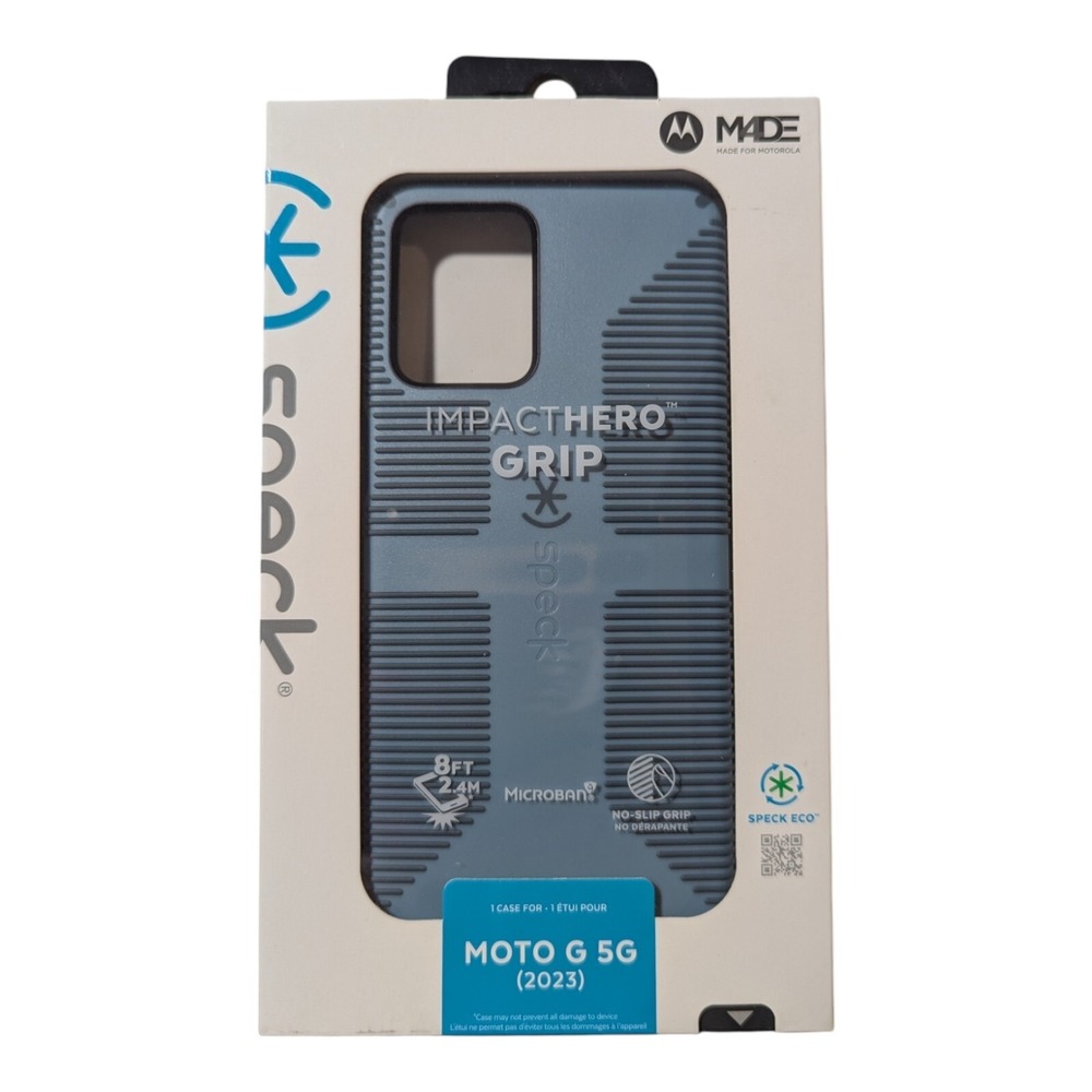 E3. Speck ImpactHero Grip Case for Moto G 5G (2023 Only) - Light Blue/Gray